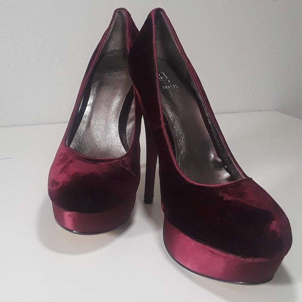 Burgundy Velvet Platform Heels